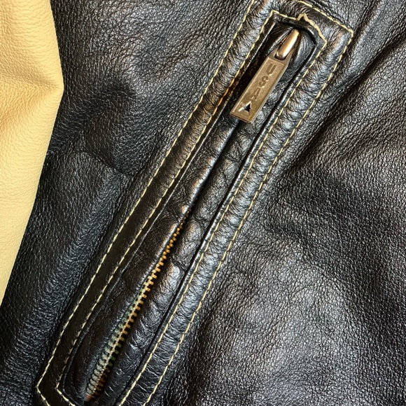 RARE Vintage Michael Hoban Where MI Budweiser USA Flag Leather Bomber Jacket - Picture 5 of 12